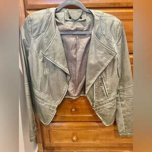 Faux Leather Cropped Jacket Size Small